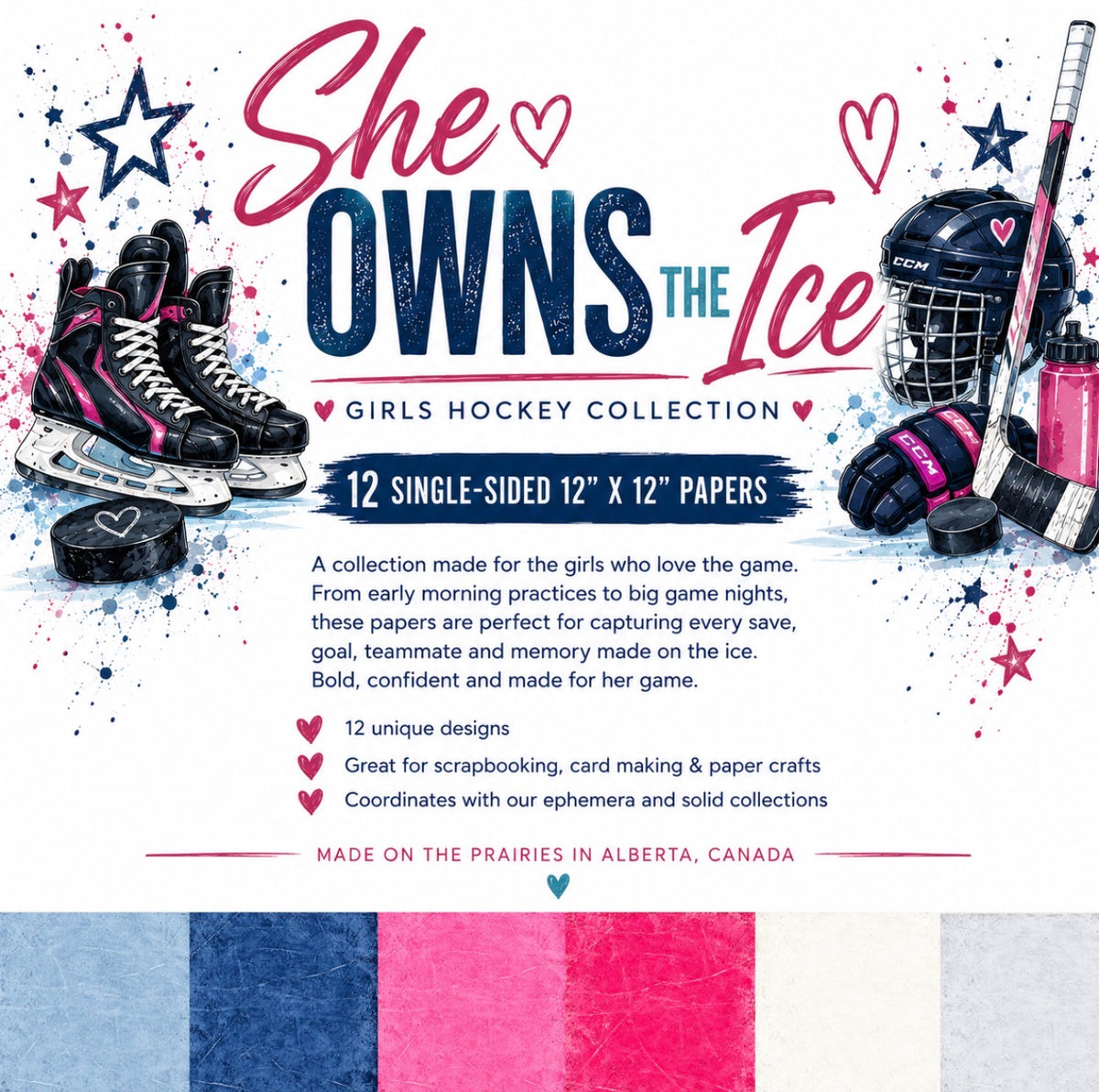 She Owns The Ice 6-12x12 Solids Collection