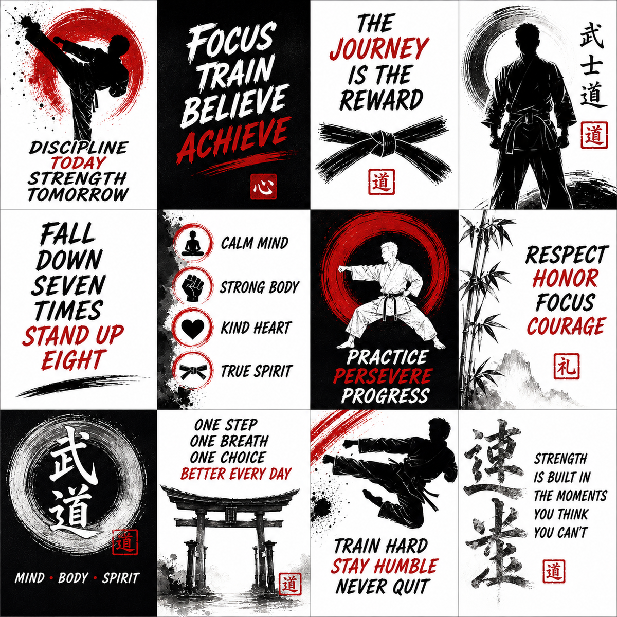 Fierce & Focused - 3x4 Cards - Martial Arts