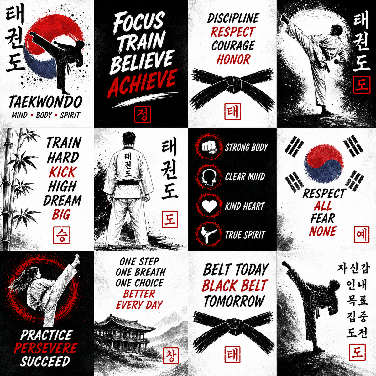 Fierce & Focused - 3x4 Cards - Taekwondo
