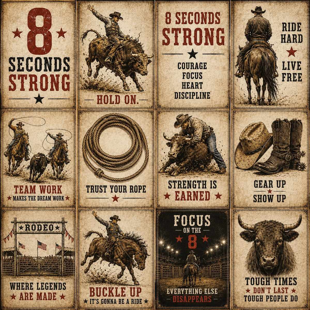 8 Seconds Strong 3x4 cards