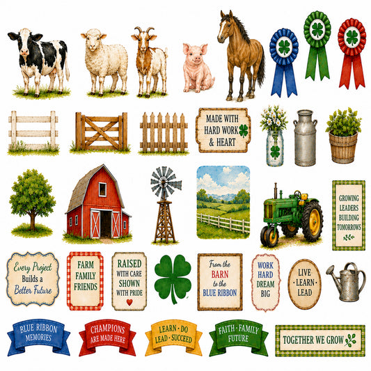 Clover & Champions - A 4H Inspired Collection - Livestock - Ephemera Pack 4