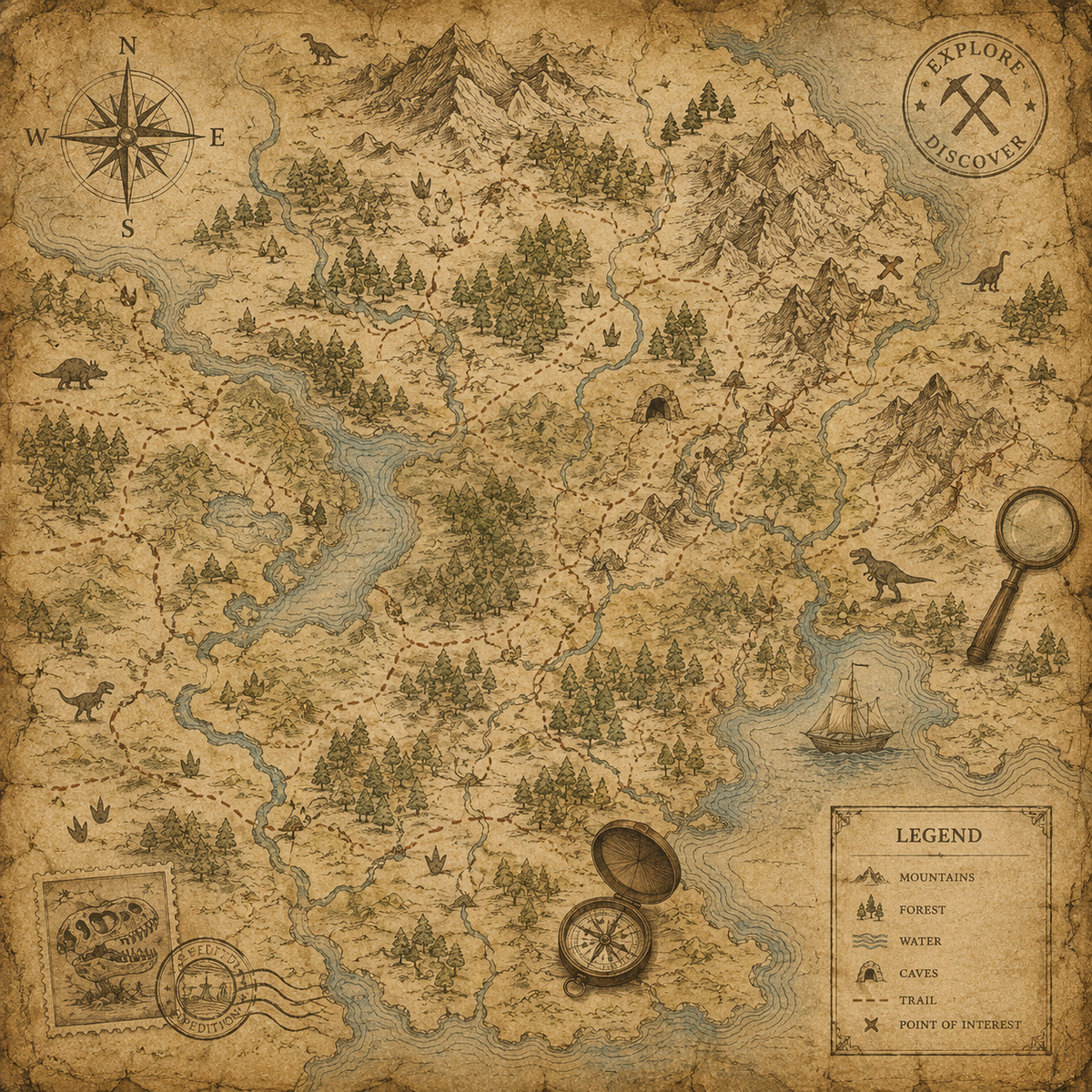 Prehistoric Trails – 12 Single-Sided 12x12 Papers
